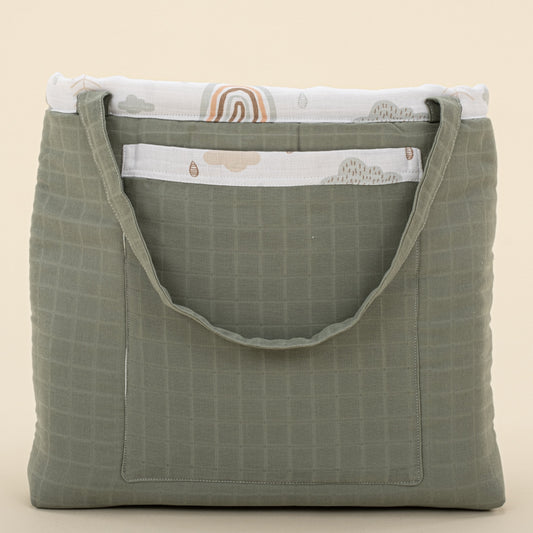 Baby Care Bag  - Haki Muslin - Yeşil Gökkuşağı