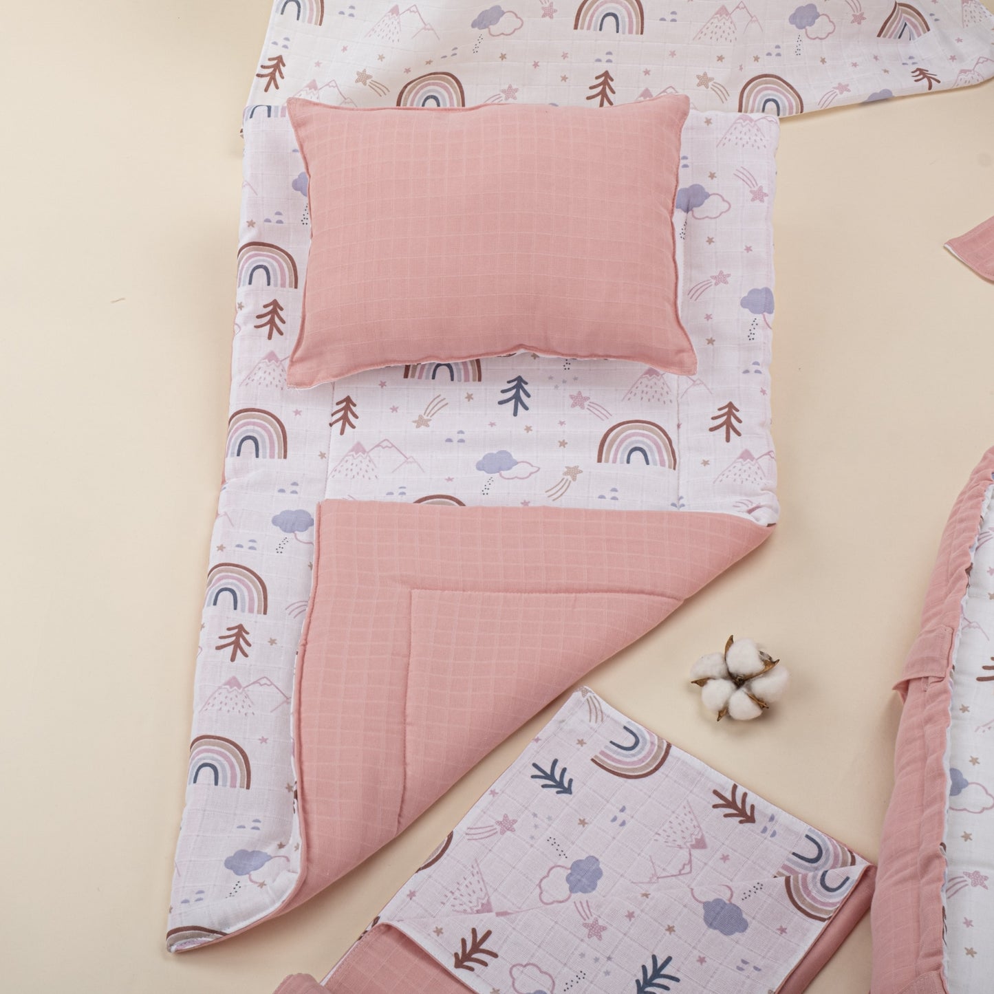 18 Piece Full Set - Double Sided - Pudra Muslin - Pastel Gökkuşağı