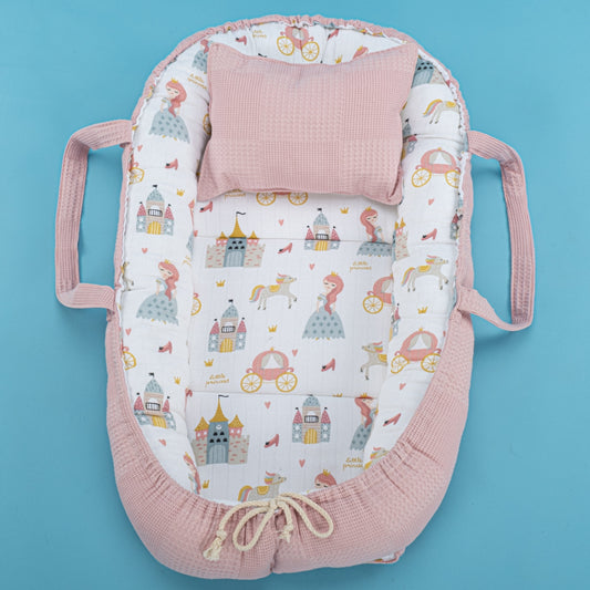 Babynest  and Pillow - Çift Taraflı - Gül Kurusu Waffle - Sindirella