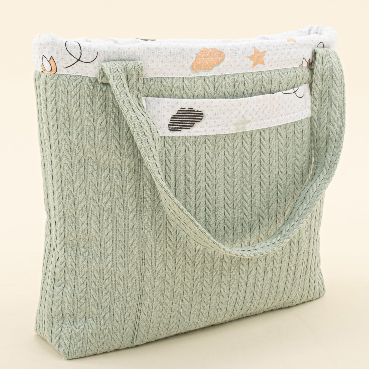 Baby Care Bag - Mint Örgü - Kuş
