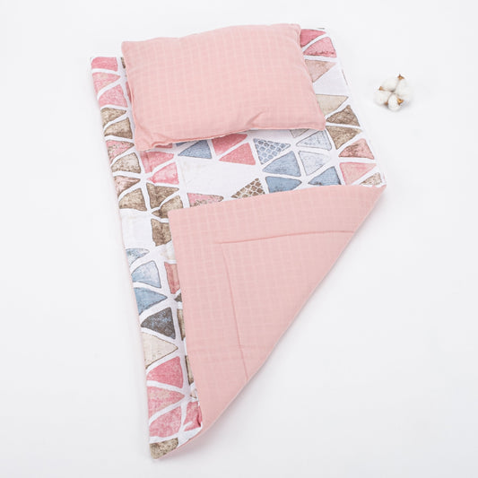 Double Sided Changing Pad and Pillow - Pudra Muslin - Retro