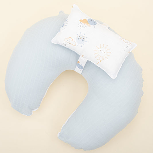 Double Sided Breastfeeding Pillow - Bebe Mavi Muslin - Mavi Güneş