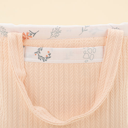 Baby Care Bag - Somon Örgü - Yeşil Çiçekler