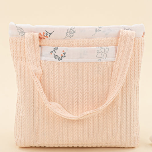 Baby Care Bag - Somon Örgü - Yeşil Çiçekler