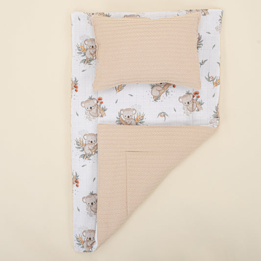 Double Sided Changing Pad and Pillow - Sütlü Kahve Örgü - Koala