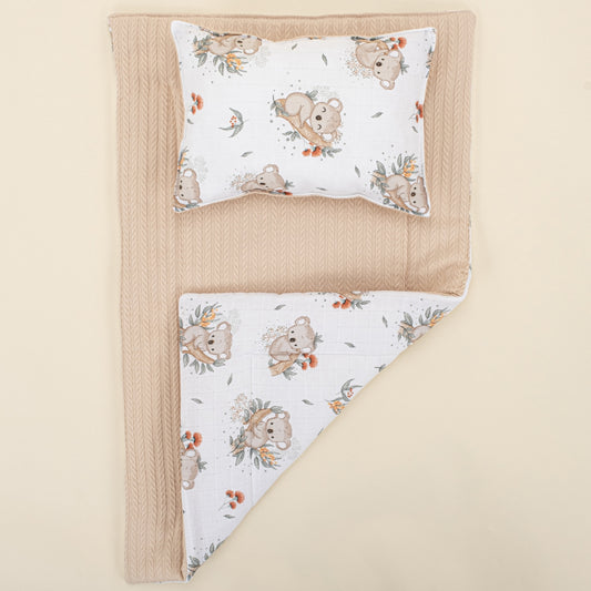 Double Sided Changing Pad and Pillow - Sütlü Kahve Örgü - Koala