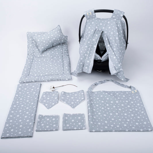 10 Pieces - Newborn Baby Sets - Summery Collection - Gray Tiny Stars