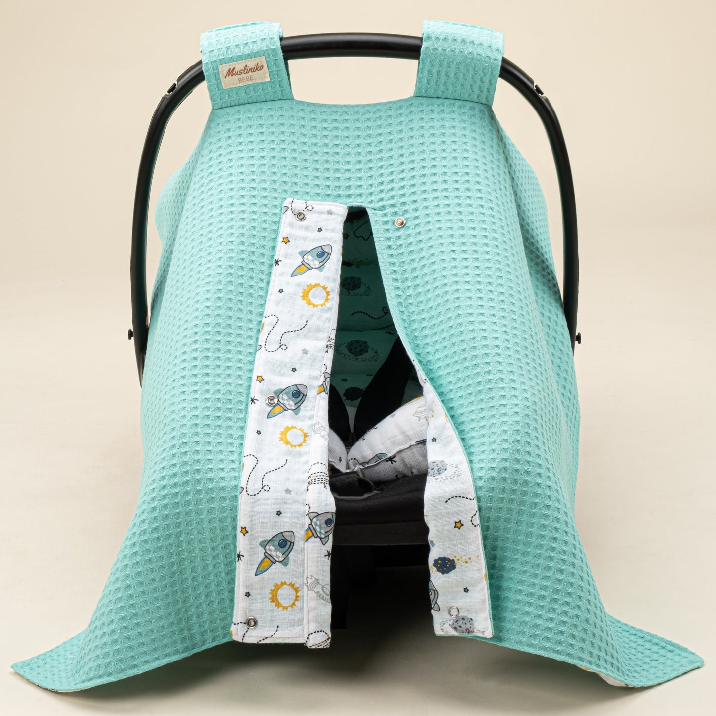 Stroller Cover Set - Double Side - Nile Green Honeycomb - Space