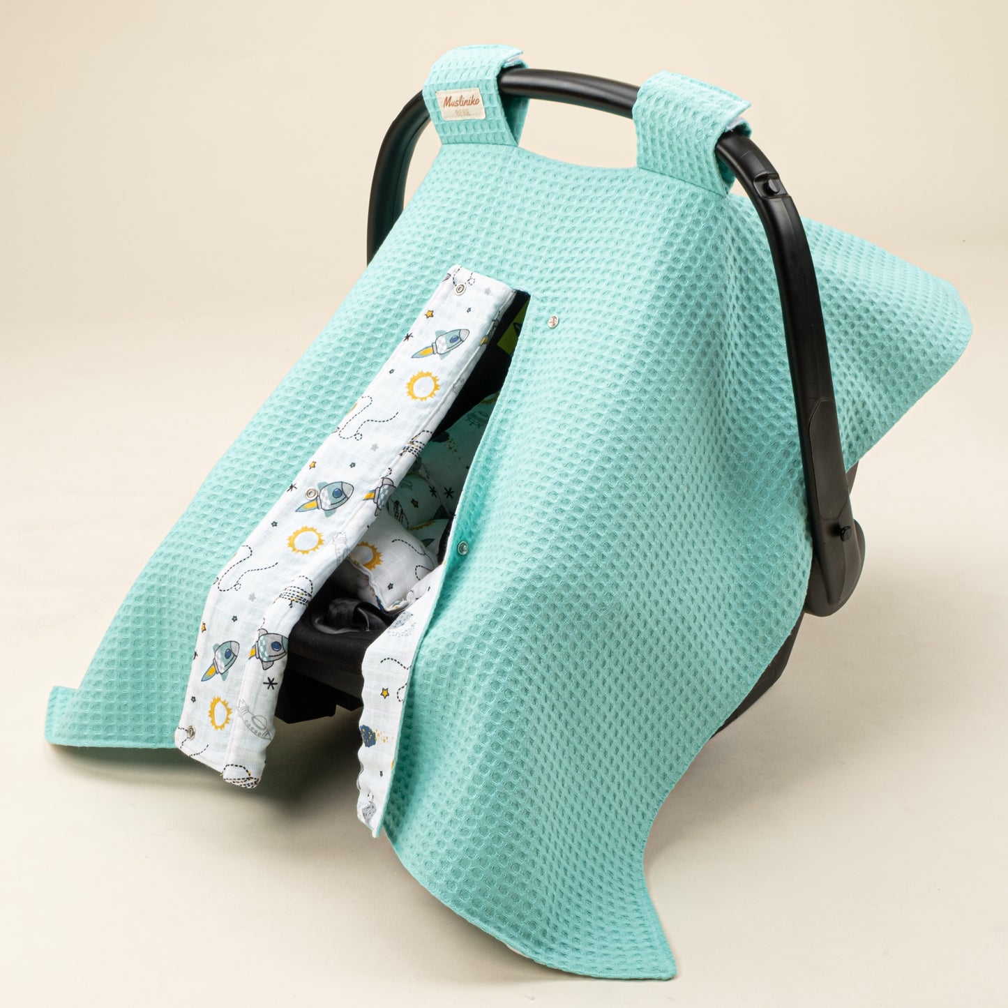Stroller Cover Set - Double Side - Nile Green Honeycomb - Space