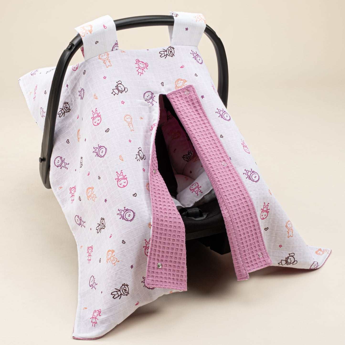 Stroller Cover Set - Double Side - Plum Honeycomb - Pink Stick Dolls