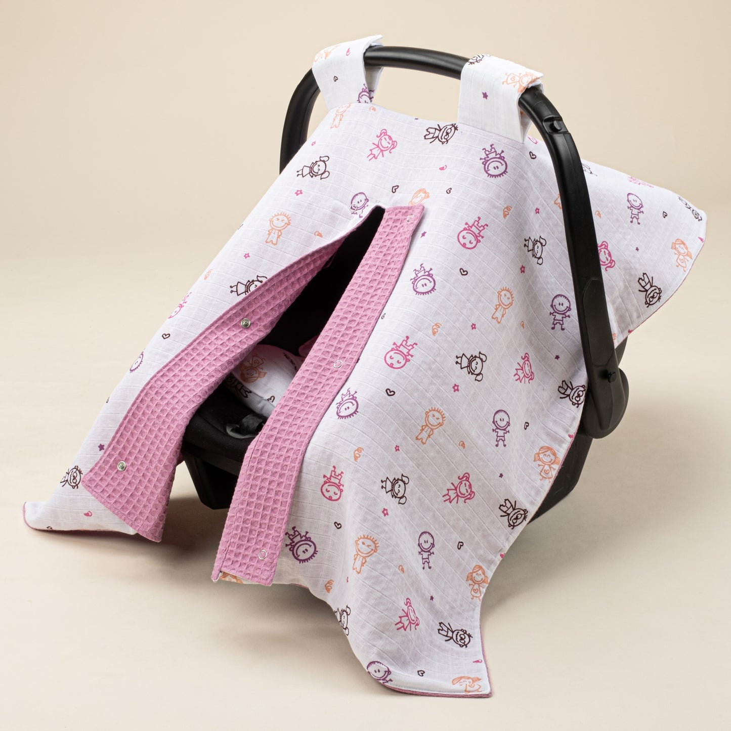 Stroller Cover Set - Double Side - Plum Honeycomb - Pink Stick Dolls