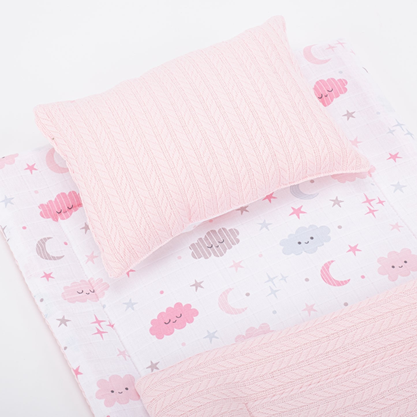 Double Side Changing Pad - Pink Knitting - Pink Cloud