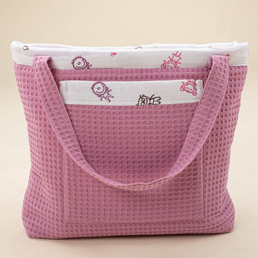 Baby Care Bag - Plum Honeycomb - Pink Stick Dolls