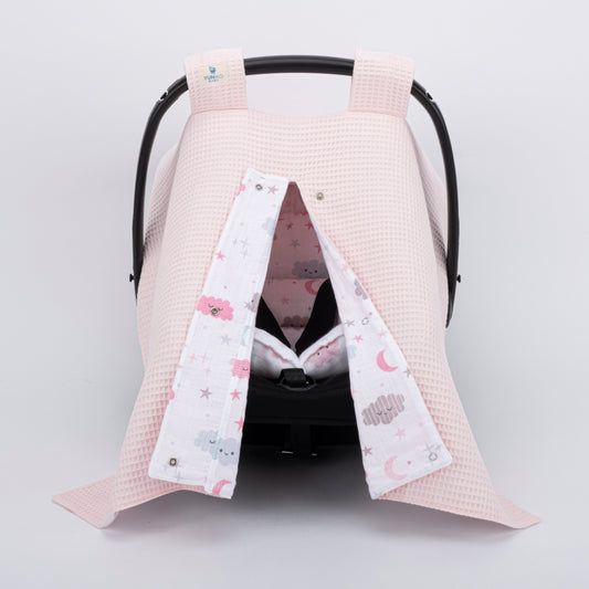 Stroller Cover Set - Double Side - Powder Honeycomb - Pink Cloud