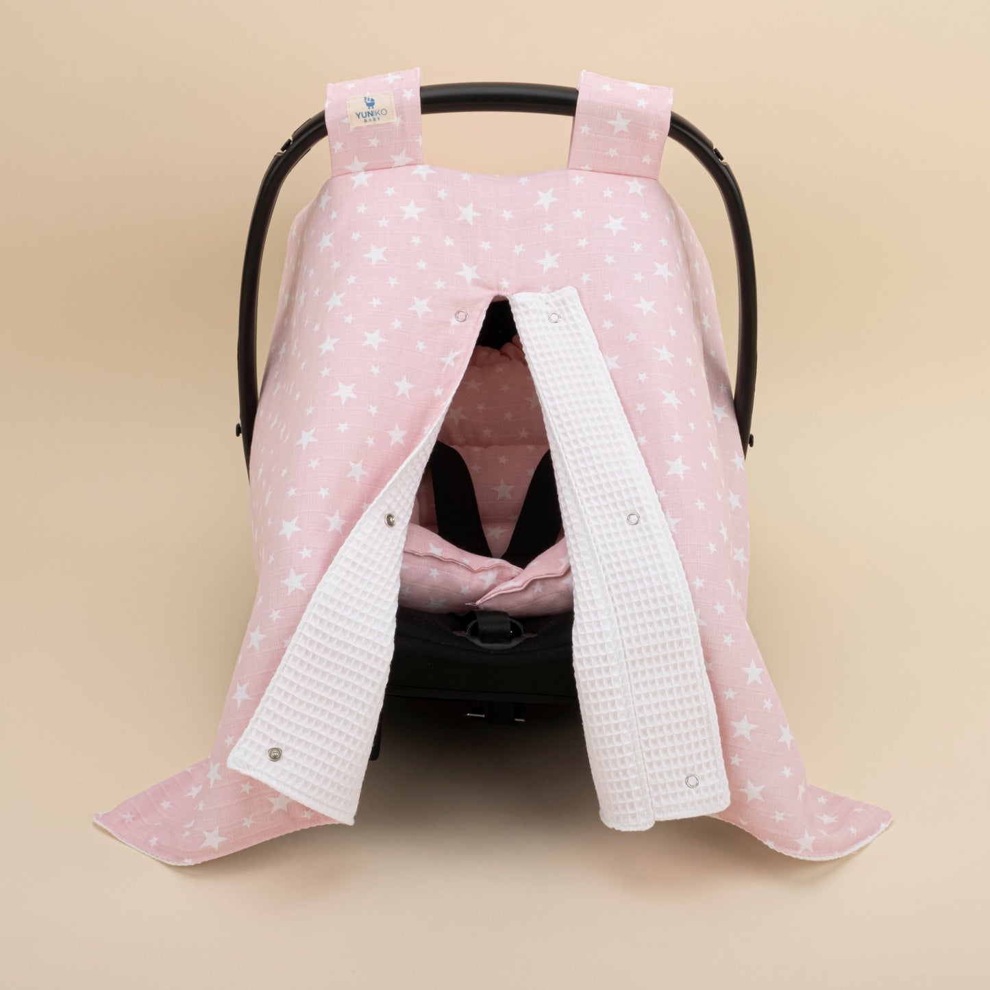 Stroller Cover Set - Double Side - White Honeycomb - Pink Little Stars