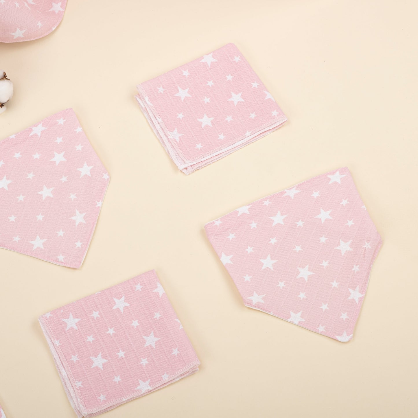 10 Piece - Newborn Sets - Seasonal - Cream Muslin - Pink Tiny Stars