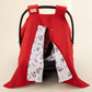 Stroller Cover Set - Double Side - Red Satin - Butterfly