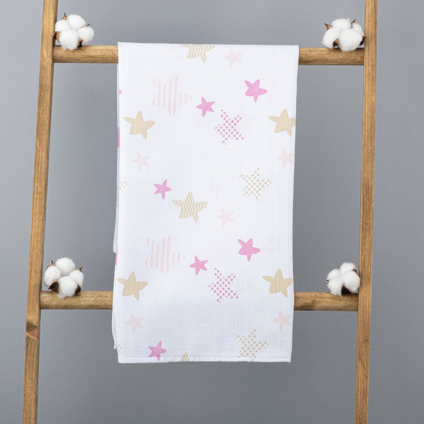 Muslin Cover - Pink Stars