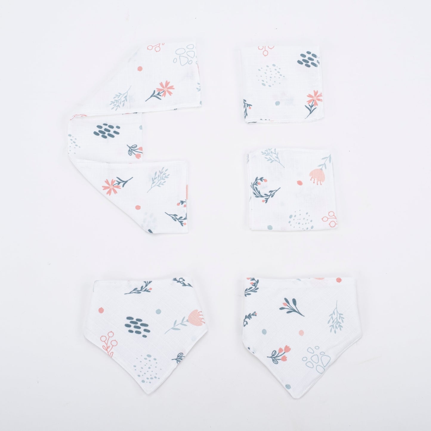 9 Piece - Newborn Sets - Winter - Powder Knit Pique - Green Flowers