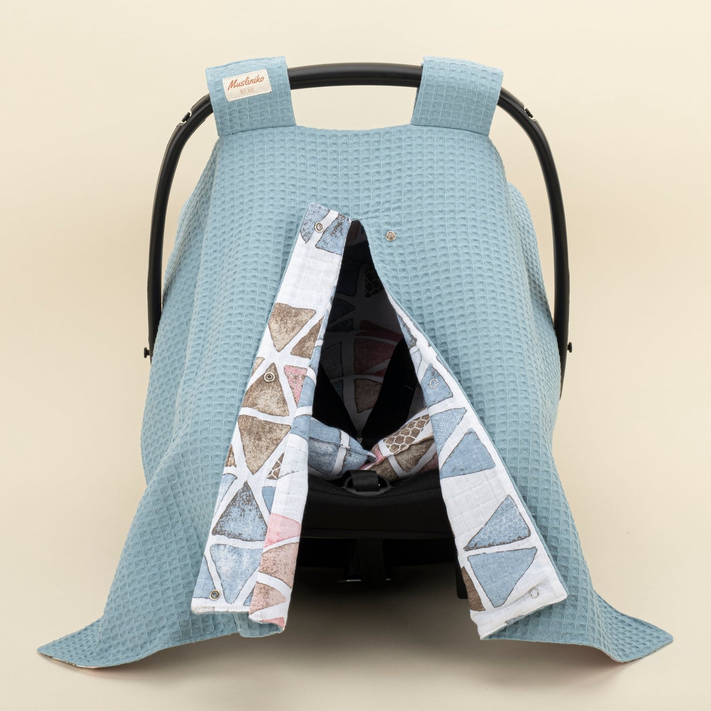 Stroller Cover Set - Double Side - Petrol Blue Honeycomb - Retro