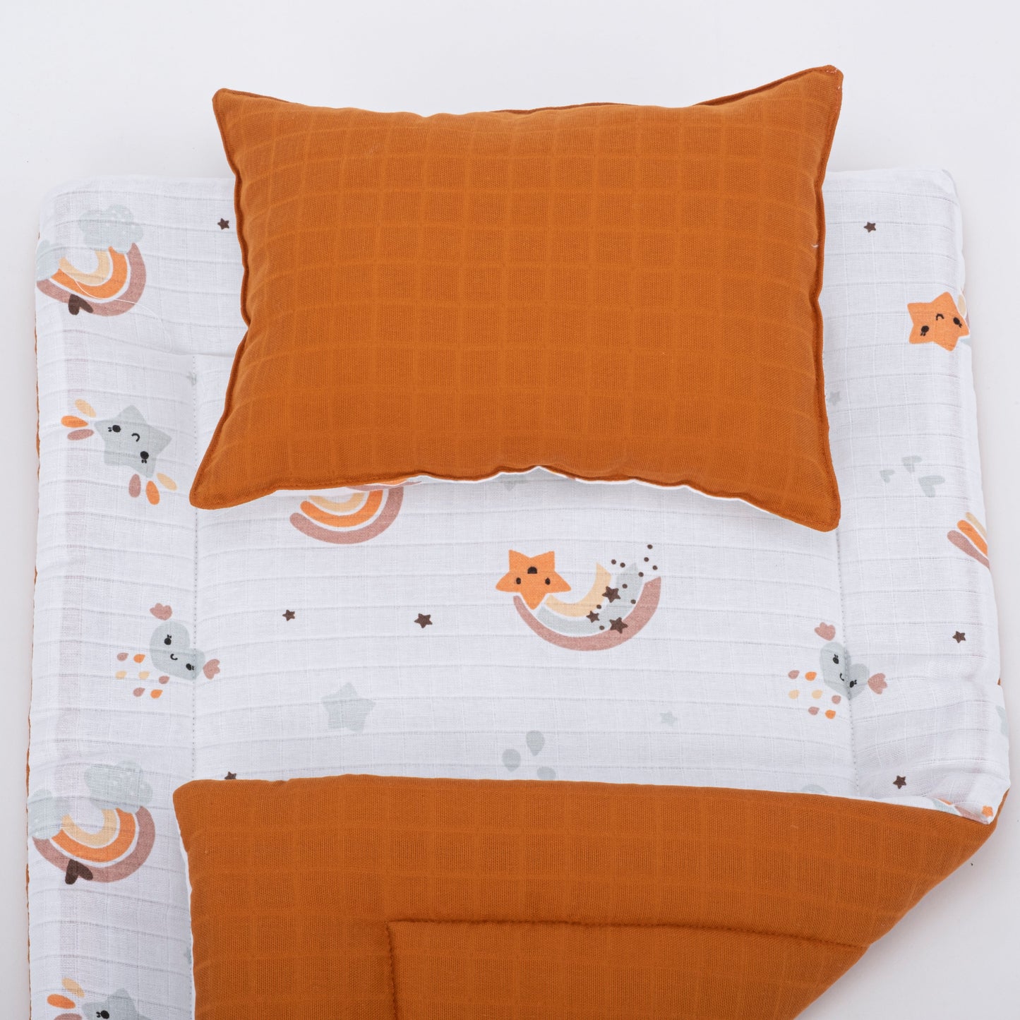 10 Piece - Newborn Sets - Seasonal - Tile Muslin - Orange Rainbow
