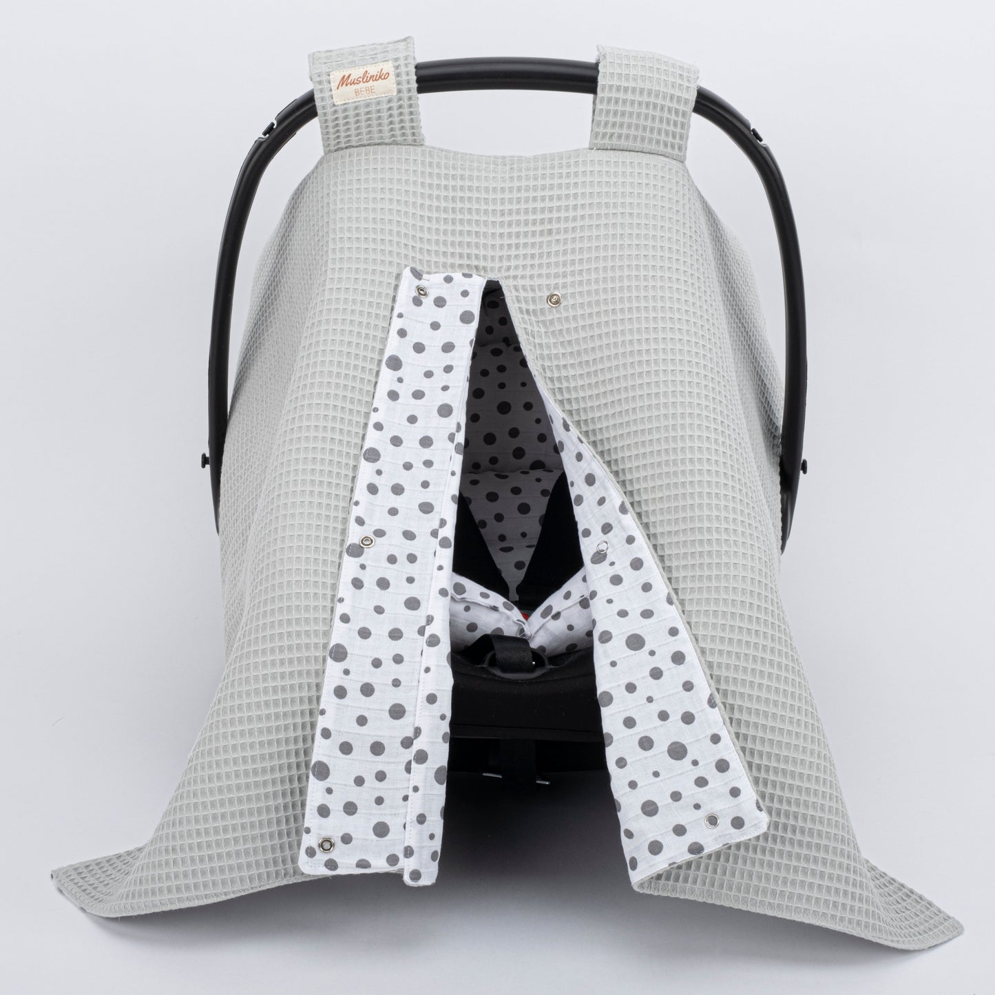 Stroller Cover Set - Double Side - Gray Honeycomb - Small Polka Dots