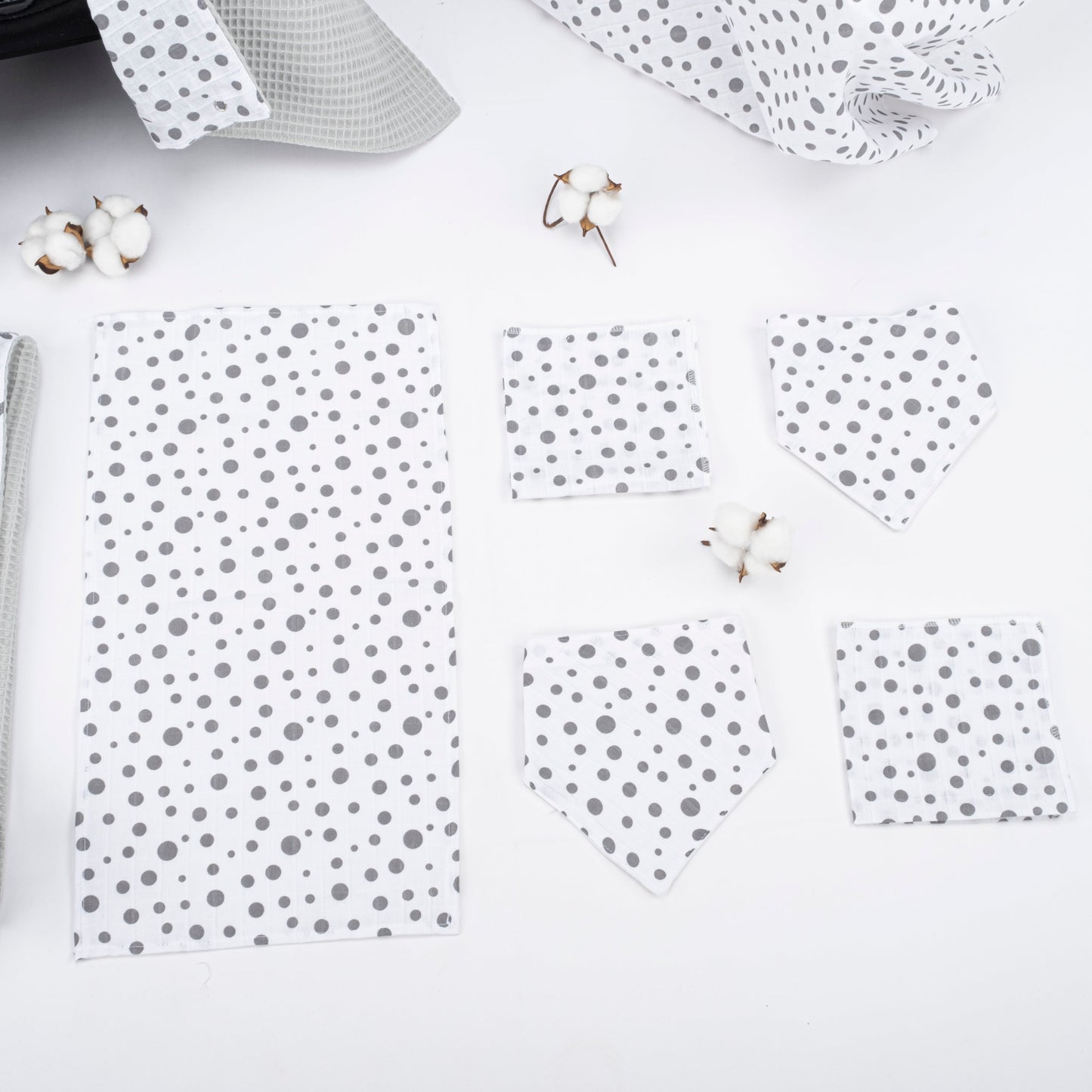 9 Piece - Newborn Sets - Winter - Gray Honeycomb - Tiny Polka Dots