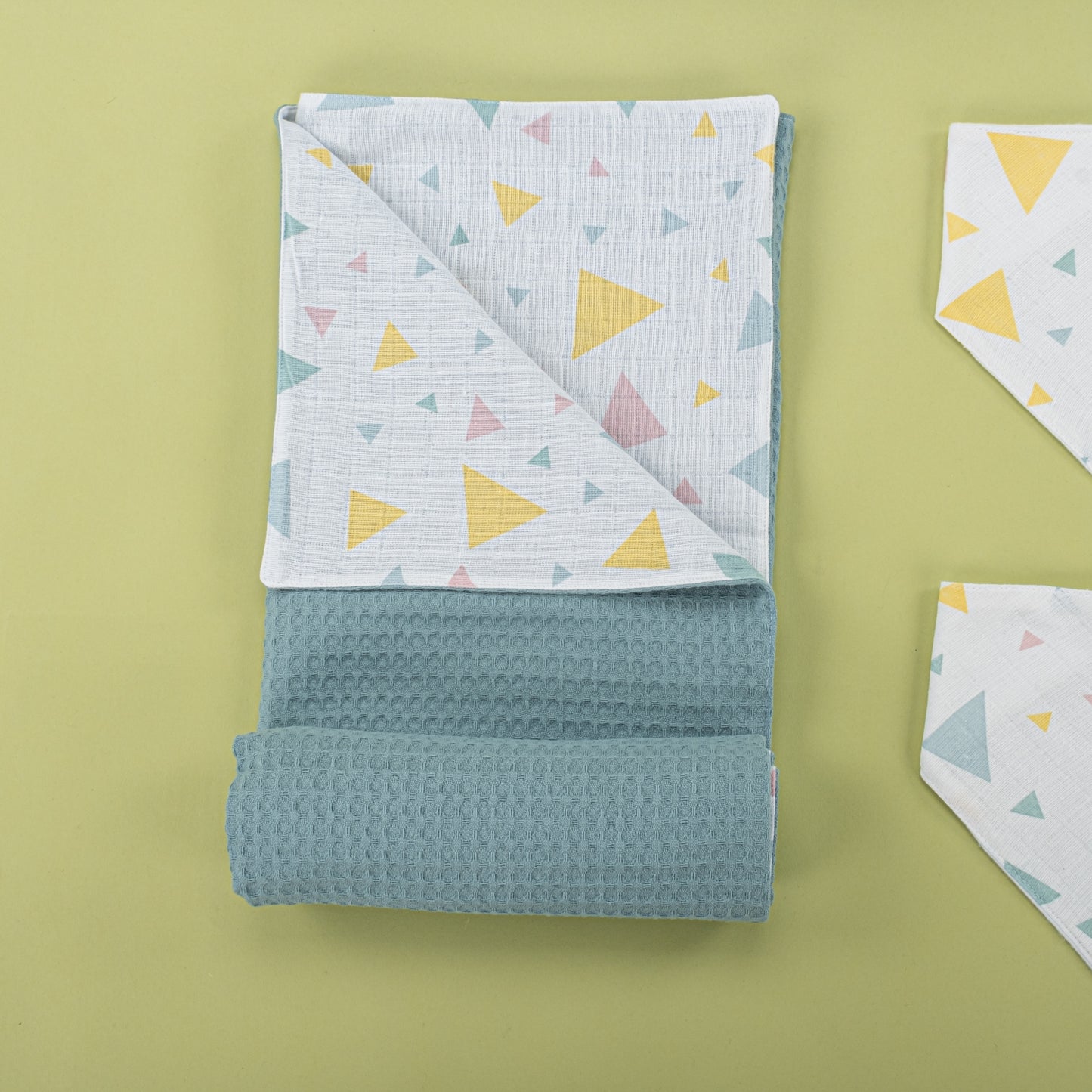 9 Piece - Newborn Sets - Winter - Petrol Blue Honeycomb - Colored Triangles