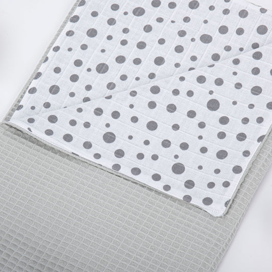 Pique Blanket - Double Side - Gray Honeycomb - Tiny Polka Dots