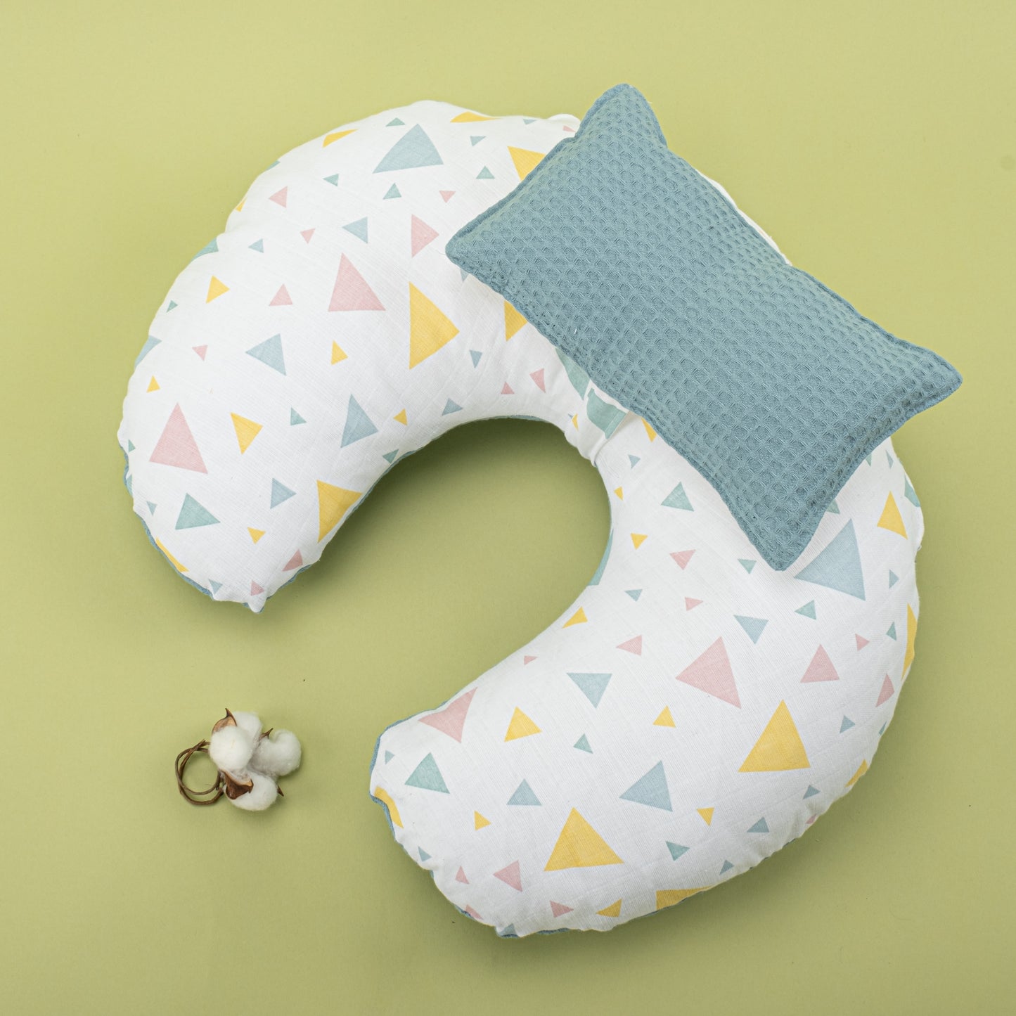 Breastfeeding Pillow - Petrol Blue Honeycomb - Colored Triangles