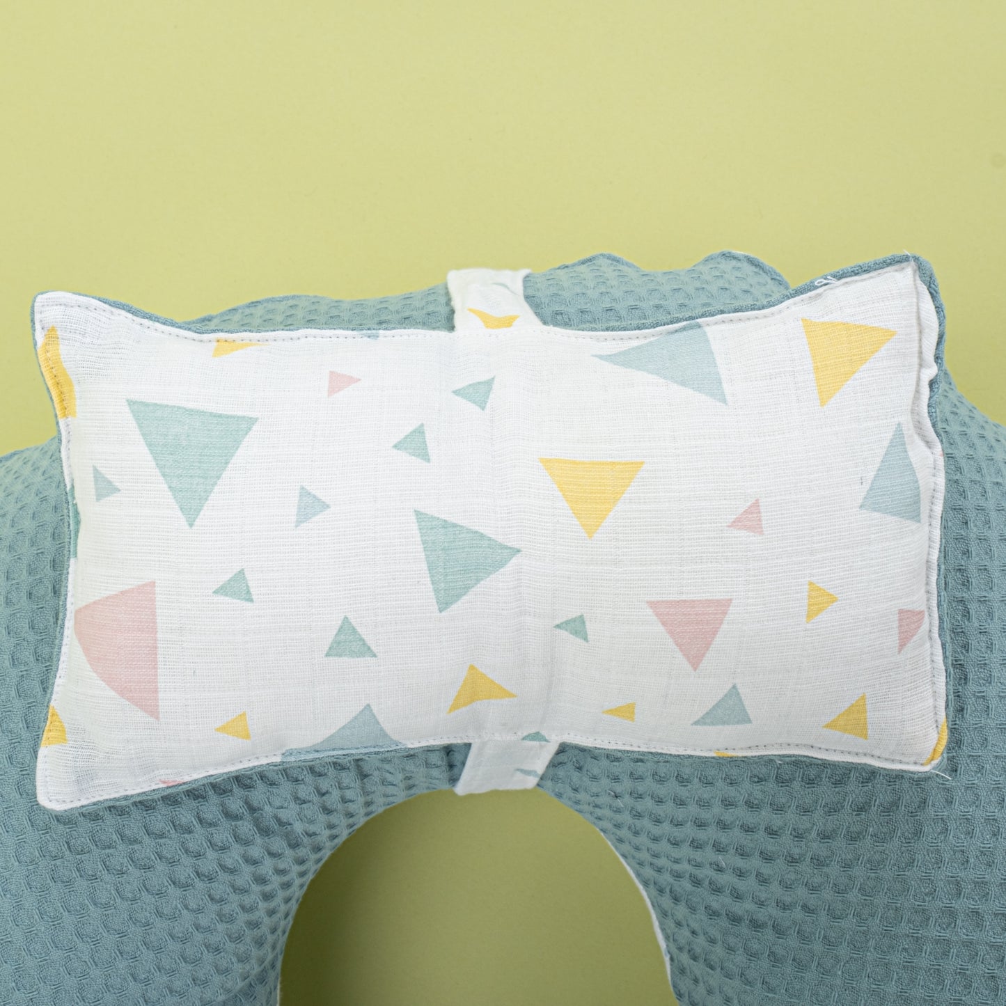 Breastfeeding Pillow - Petrol Blue Honeycomb - Colored Triangles