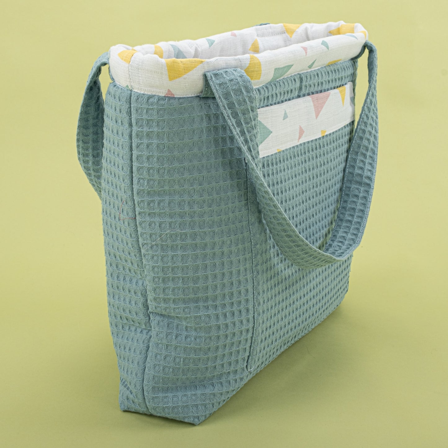 Baby Care Bag - Petrol Blue Honeycomb - Colored Triangles