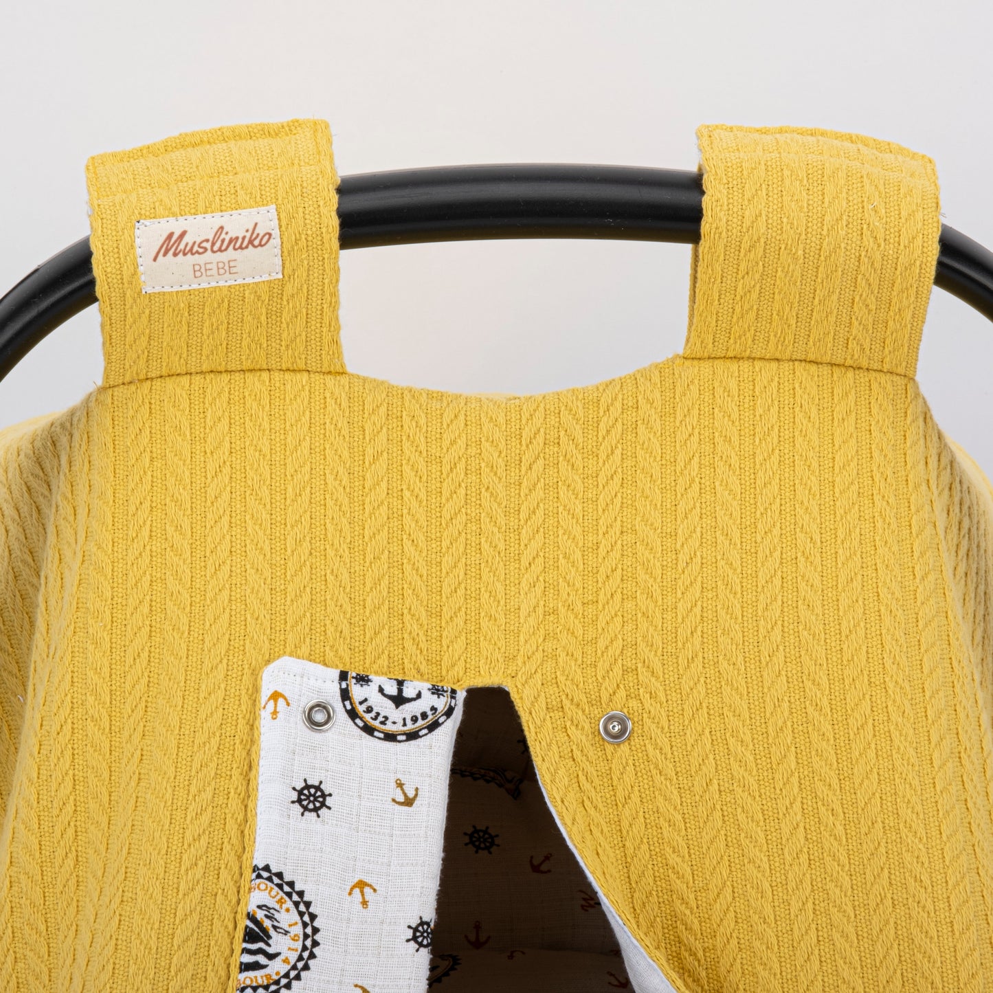 Stroller Cover Set - Double Side - Mustard Knit - Yellow Ship