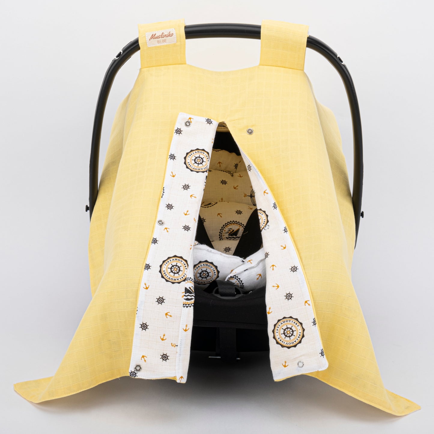 Stroller Cover Set - Double Side - Yellow Muslin - Yellow Ship