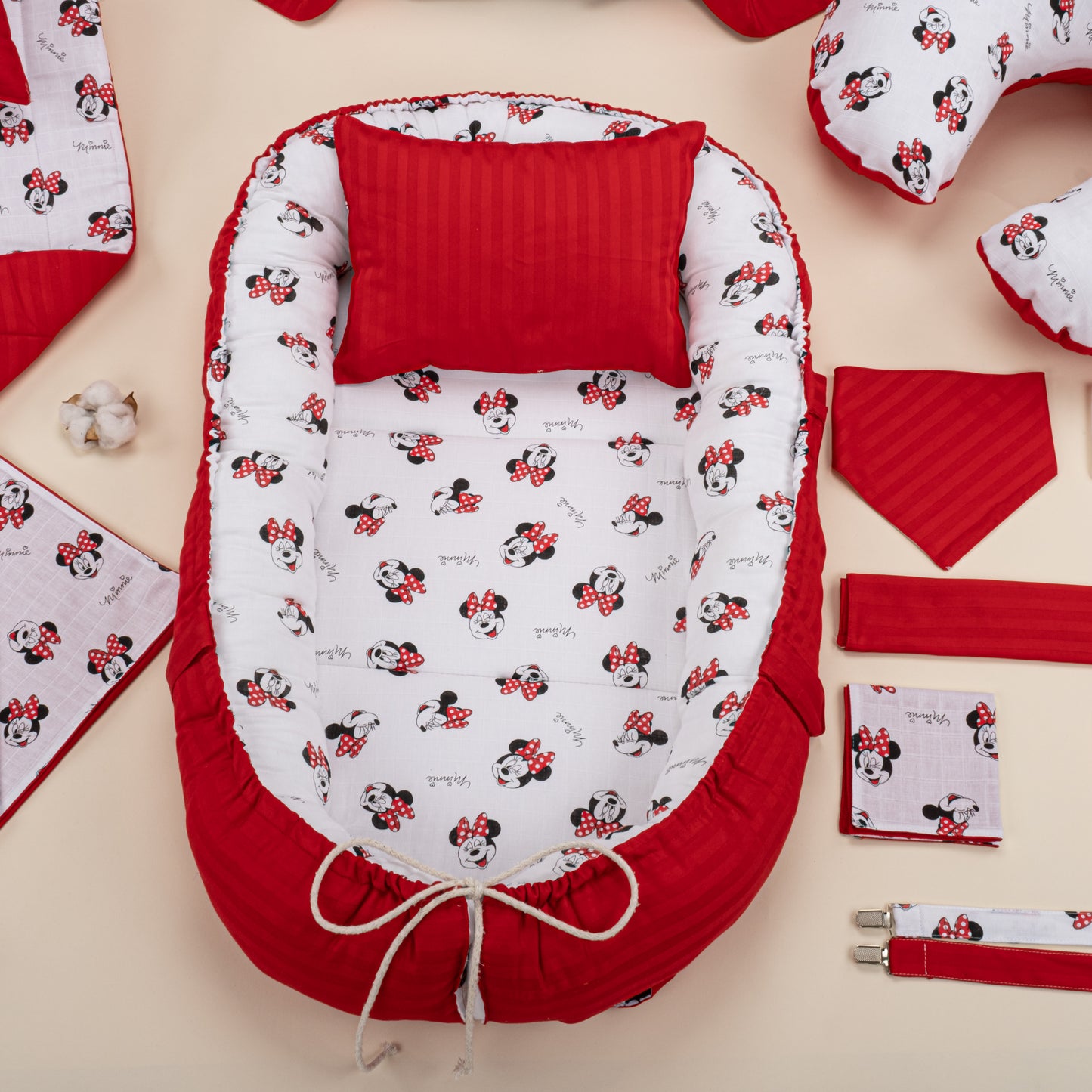 15 Piece Full Set - Newborn Sets - Red Satin - Minnie