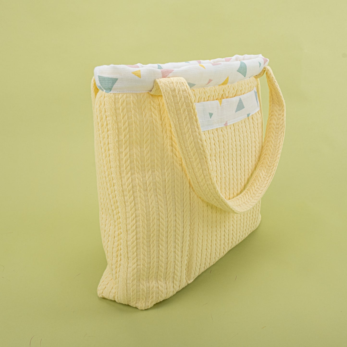 Baby Care Bag - Yellow Braid - Colored Triangles