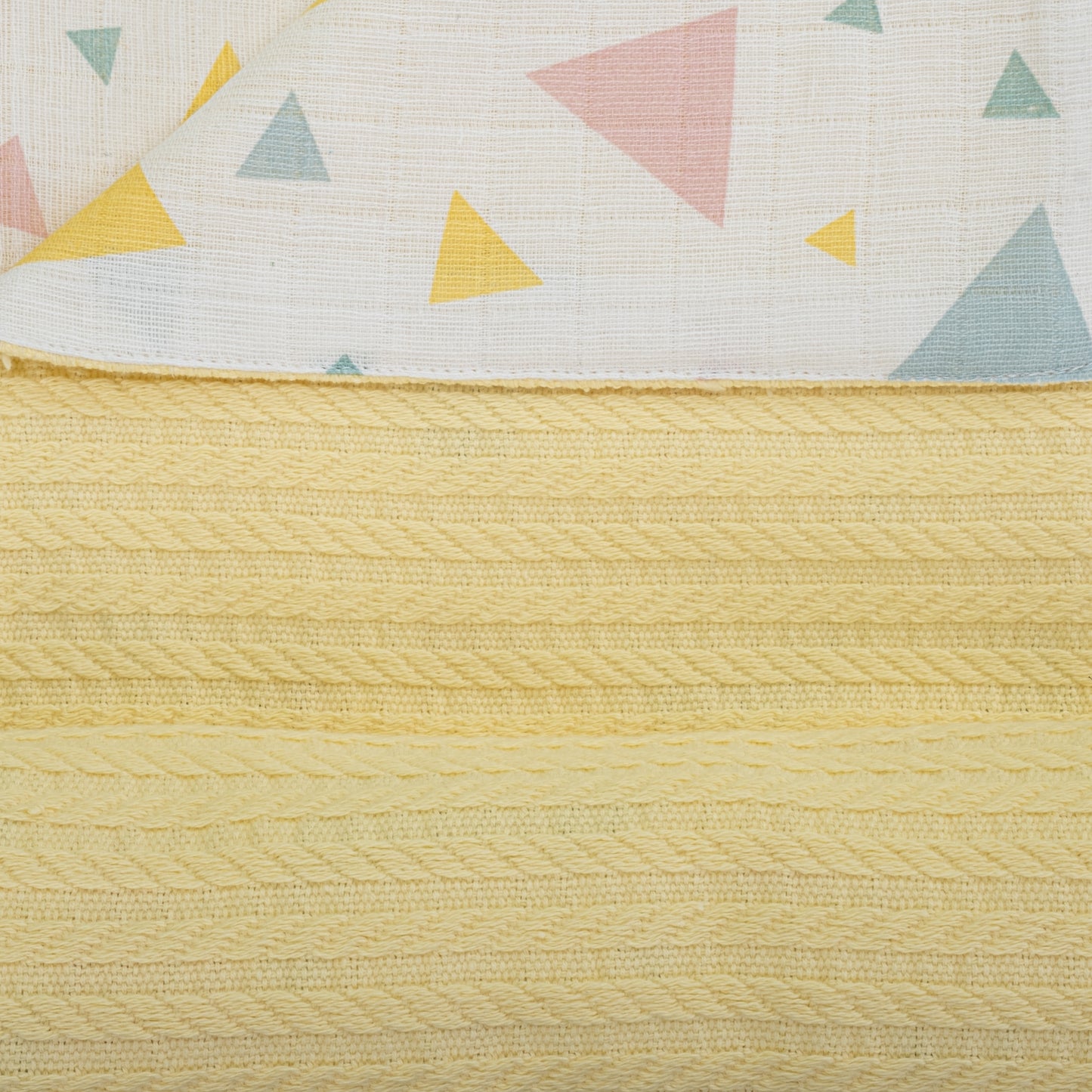 Pique Blanket - Double Side - Yellow Braid - Colored Triangles