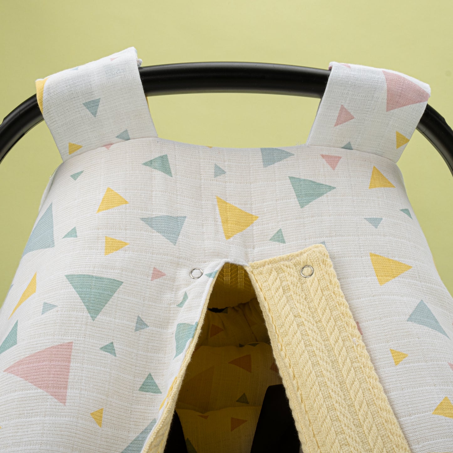 Stroller Cover Set - Double Side - Yellow Braid - Colored Triangles