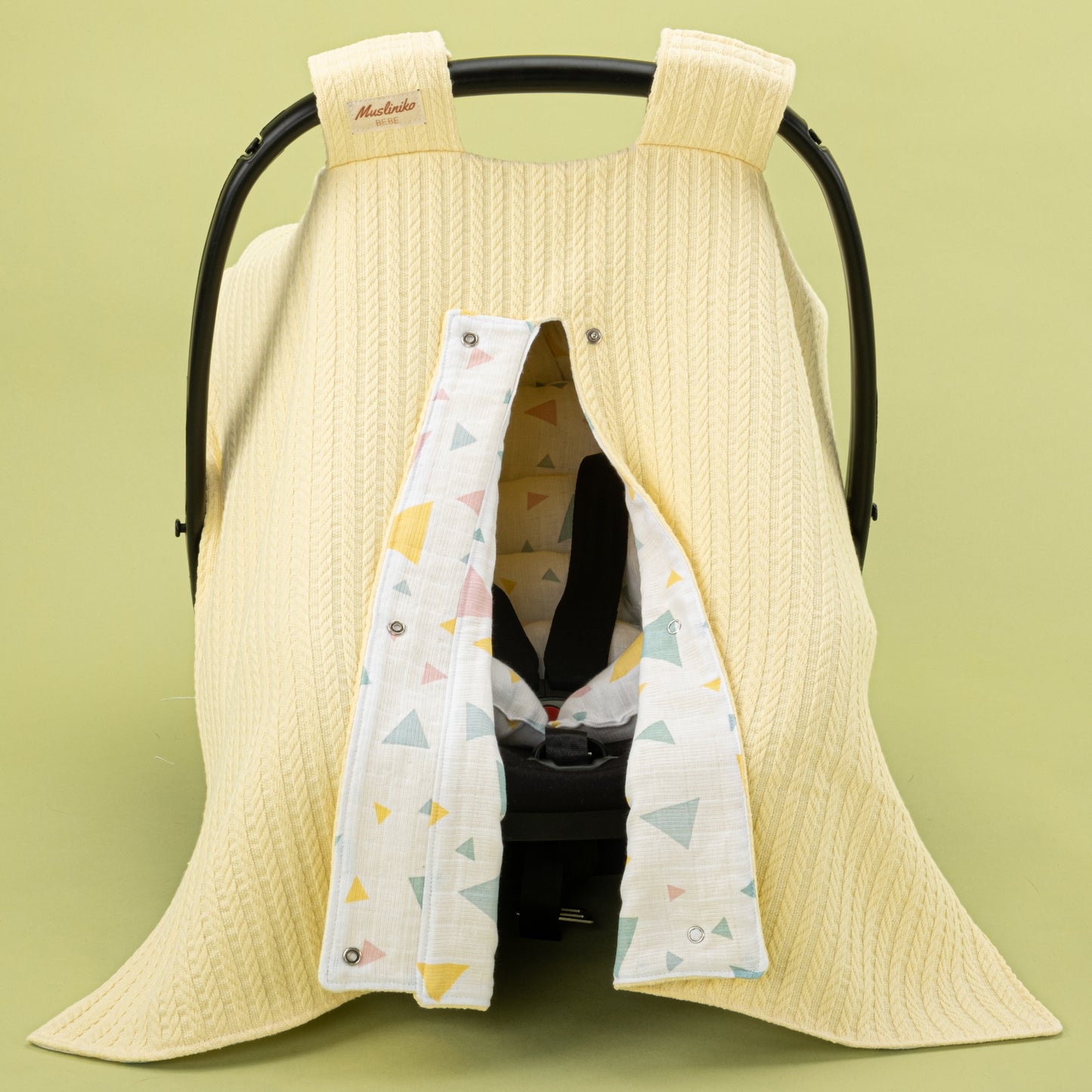 Stroller Cover Set - Double Side - Yellow Braid - Colored Triangles