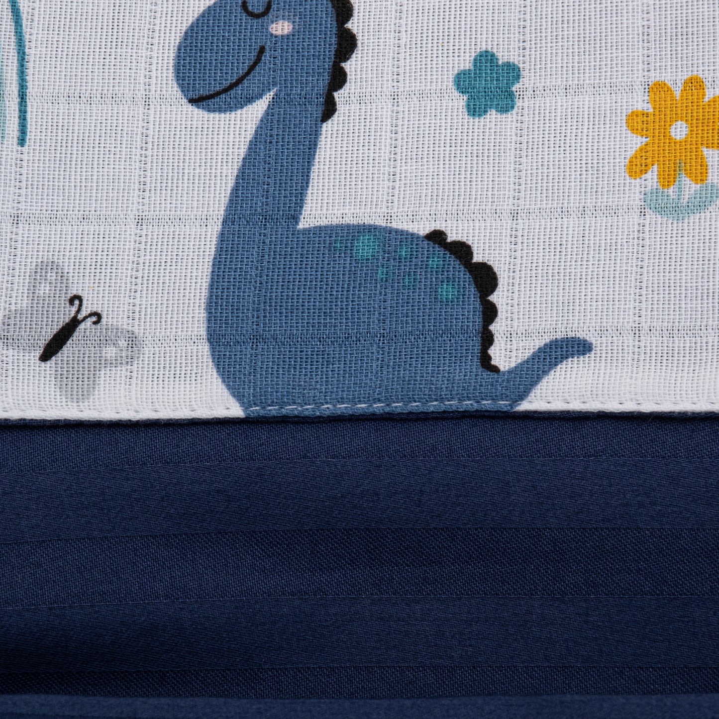 Pique Blanket - Double Side - Navy Blue Satin - Blue Dino