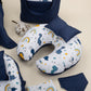 15 Piece Full Set - Newborn Sets - Navy Blue Satin - Blue Dino