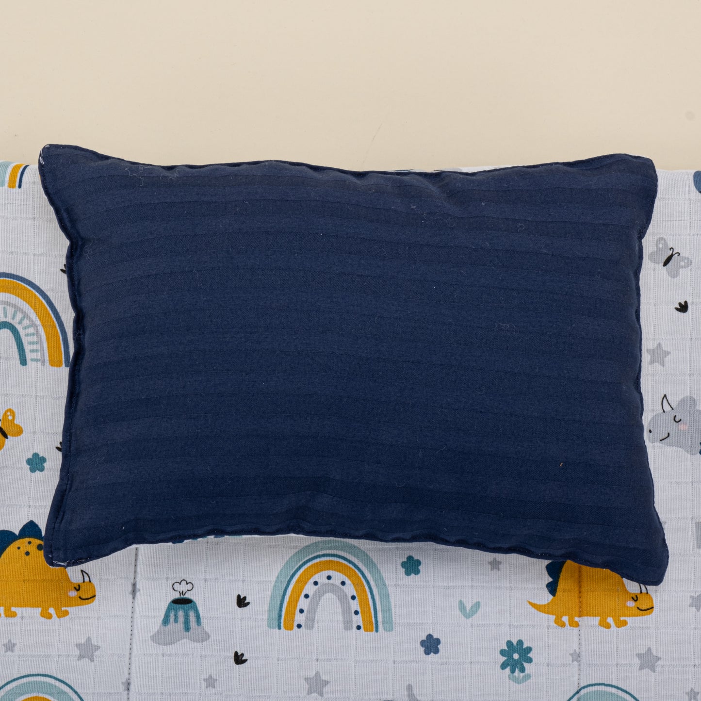 Double Side Changing Pad - Navy Blue Satin - Blue Dino