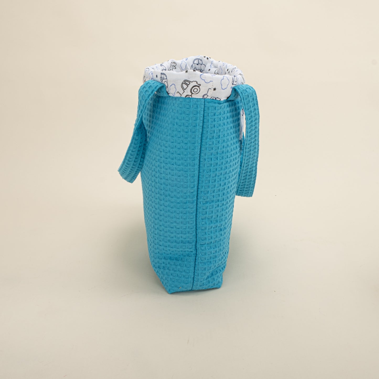 Baby Care Bag - Turquoise Honeycomb - Blue Tiny Cars