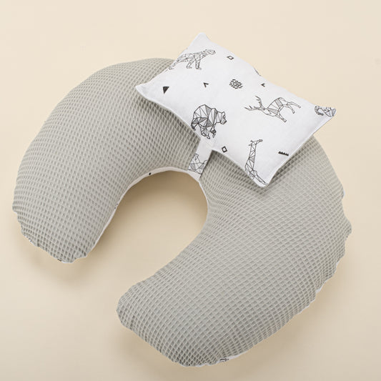 Breastfeeding Pillow - Gray Honeycomb - Tiger