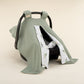 Stroller Cover Set - Double Side - Green Braid - Green Feather