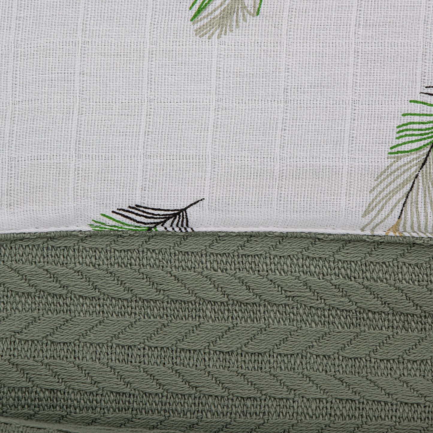 Pique Blanket - Double Side - Green Braid - Green Feather