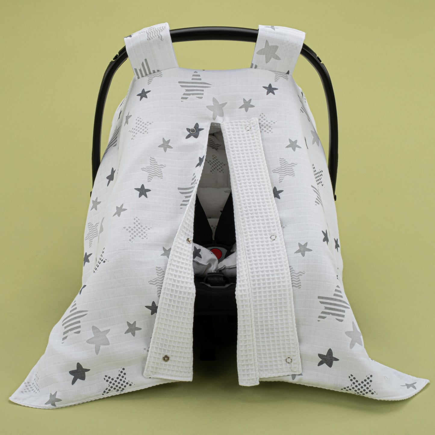 Stroller Cover Set - Double Side - White Honeycomb - Gray Star