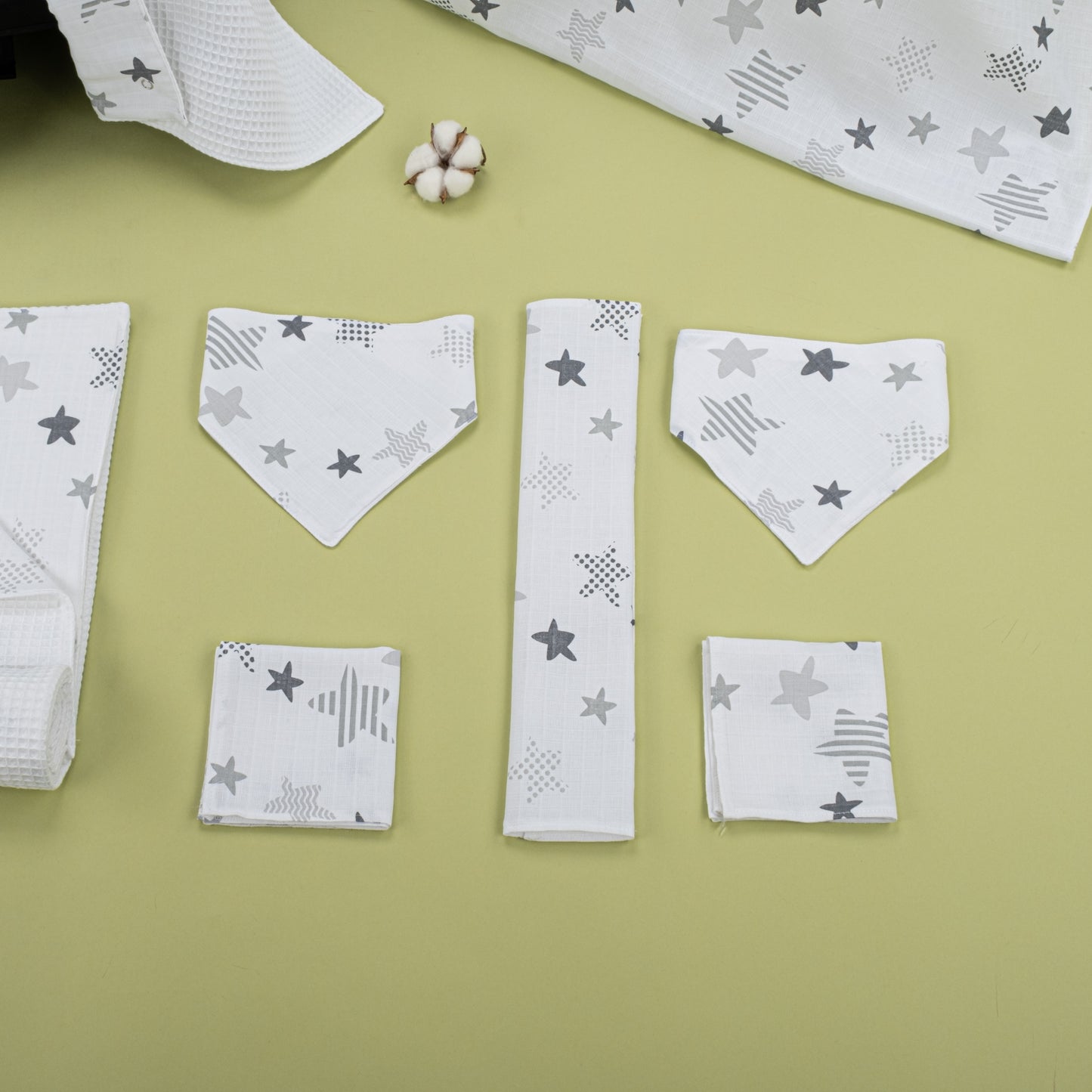 9 Piece - Newborn Sets - Winter - White Honeycomb - Gray Star