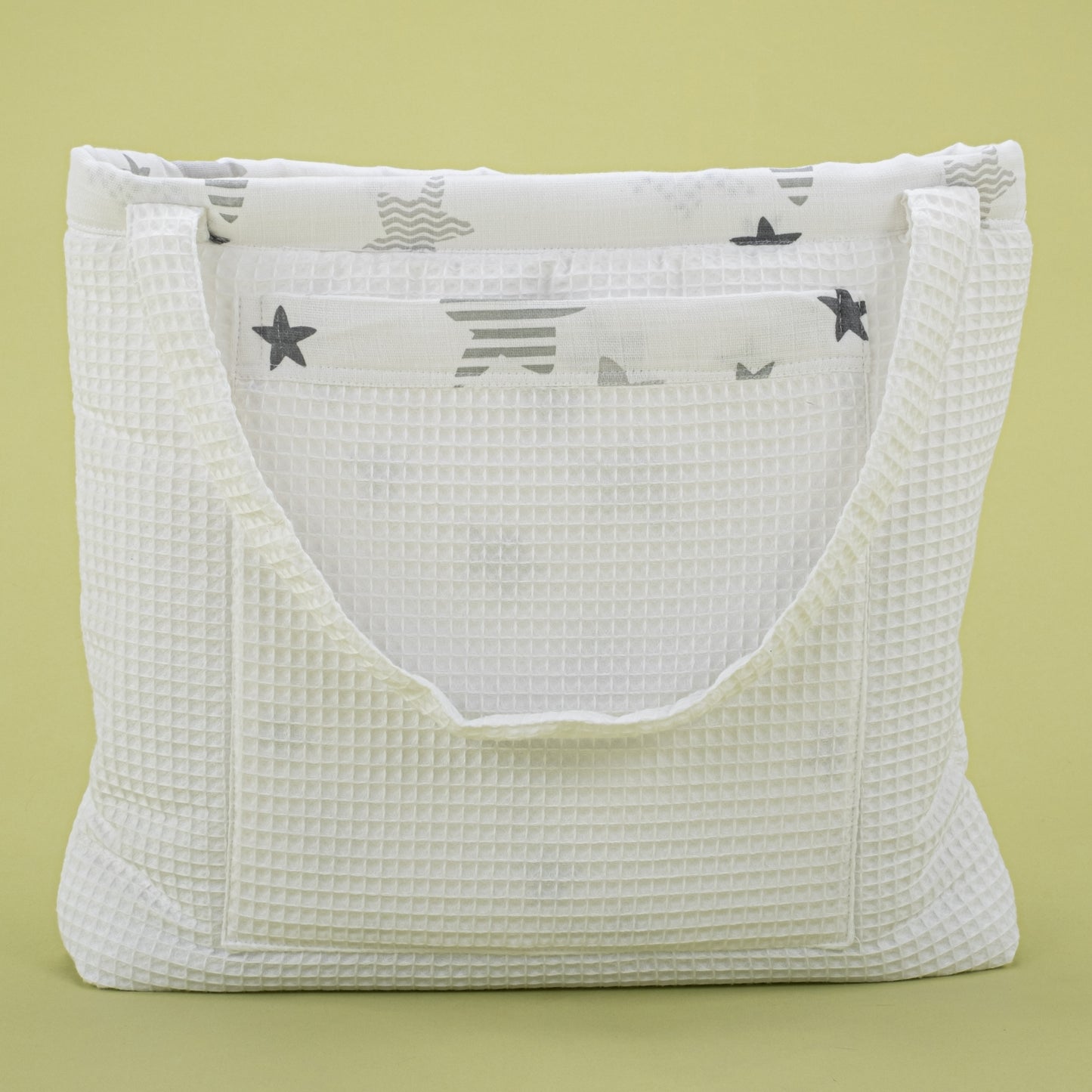 Baby Care Bag - White Honeycomb - Gray Star