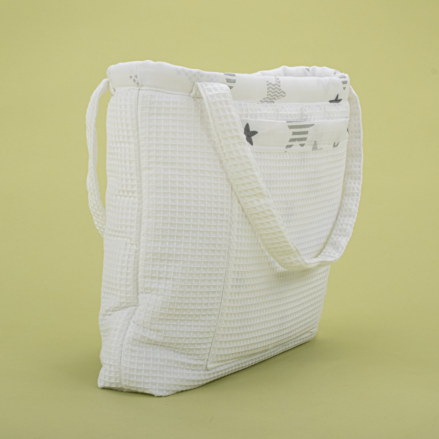 Baby Care Bag - White Honeycomb - Gray Star